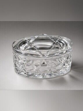 Rogaska Slovenia Crystal Oval Trinket Box Six Point Star Cut